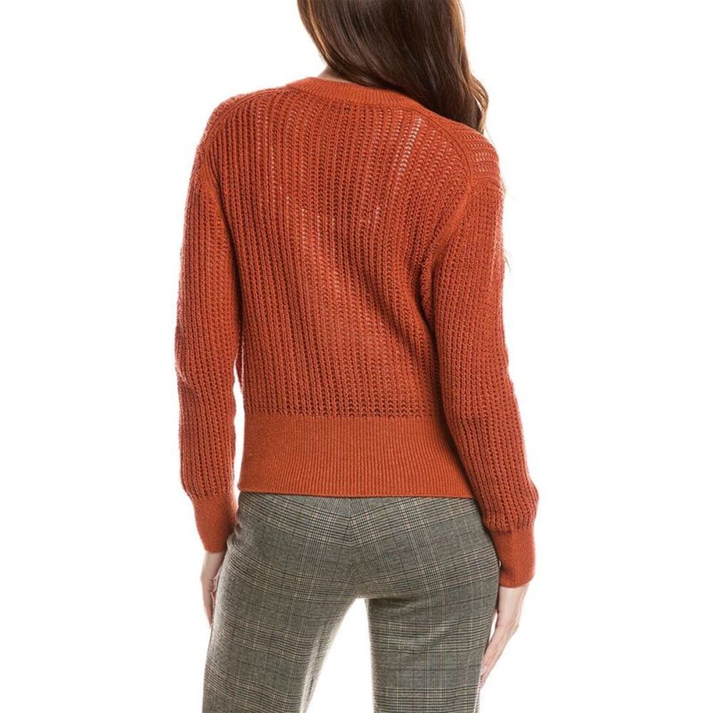Lafayette 148 New York Womens  Textured Stitch Zip Front Cardigan, Orange - Picture 2 of 3